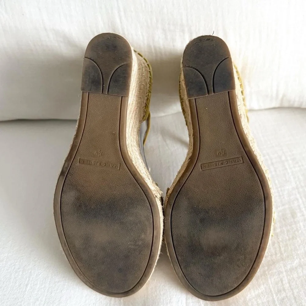 Marc Fisher Kadria Yellow Suede Espadrille Wedge Sandals